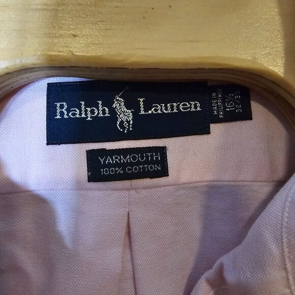 Ralph Lauren Button Down Shirt Size 16.5 Men's Pink Long Sleeve Logo - Picture 4 of 5